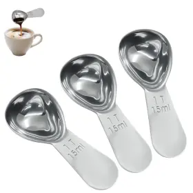 Zry250729-80 Sovnsg 3 Pieces Stainless Steel Coffee Scoop Short Handle 15ml Silver