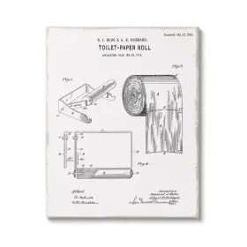 Stupell Industries 196216565942 Bathroom Roll Vintage Blueprint Diagram Design By Kelly Donovan