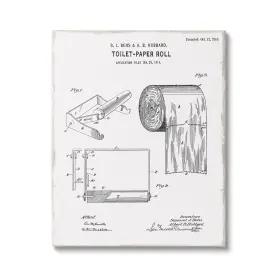 Stupell Industries 196216565959 Bathroom Roll Vintage Blueprint Diagram Design By Kelly Donovan