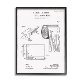 Stupell Industries 196216565997 Bathroom Roll Vintage Blueprint Diagram Design By Kelly Donovan