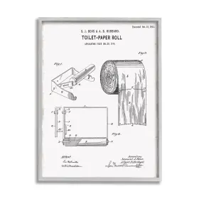Stupell Industries 196216566017 Bathroom Roll Vintage Blueprint Diagram Design By Kelly Donovan