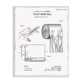 Stupell Industries 196216566055 Bathroom Roll Vintage Blueprint Diagram Design By Kelly Donovan