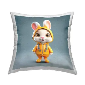 Stupell Industries 744759291936 Bunny In Yellow Suit Blue Square Outdoor Throw Pillow