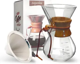 Pcm2024 Subjec Hree Pour Over Coffee Maker 20 Oz Drip Pot Set 6 Cup/20 Transparent