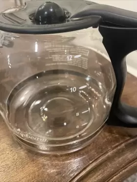 X093 Sunbeam 12 Cup Replacement Carafe Coffee Glass Pot Black Handle Very Nice Clean #2