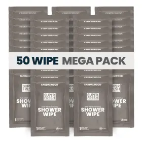 Super & Fresh Co. 850071769289 Shower Wipes Large Sandalwood Body For No Rinse Bathing Per