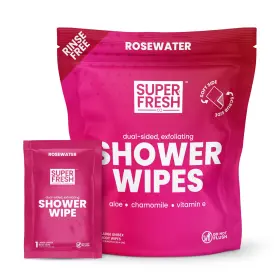 Super & Fresh Co. 850864002937 Shower Wipes Large Rosewater Body For No Rinse Bathing Pers