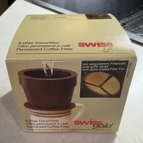 Kf250 Swiss Gold New Coffee Single Cup Permanent Filter For Drip In Brown Nob