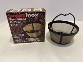 Swissinox 020658096576 Vintage 8-12 Cup Permanent Golden Mesh Coffee Filter New With Box