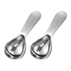 12692 Sybl 2pcs 30ml Stainless Steel Coffee Scoop 11.7cm/4.6 Inch Long 5cm/2 Wide Silver