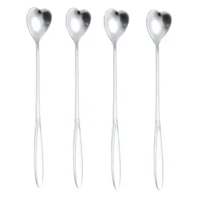 Szlfsx 673143979115 16-piece Heart-shaped Stainless Steel Coffee And Tea Spoon Set - 7 Inch Silver