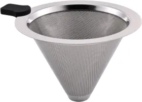 Taotaotse 445032552555 Stainless Steel Pour Over Coffee Filter Reusable Metal Dripper 1-2 Cup