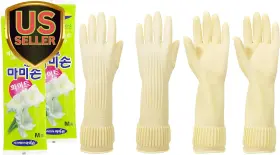 Team 313039269233 Quality Non-slip Reusable Rubber Gloves. Kitchen And Cleaning House Hold White Me