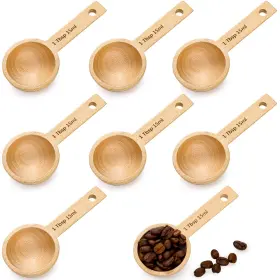 Te-woodscoops.15ml-8pc Tebery 8 Pack Wood Measuring Scoops For Canister 1 Tablespoon 15ml
