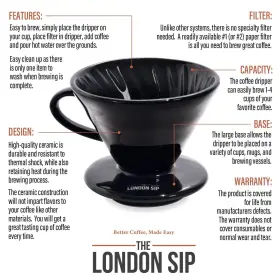 The London Sip 850039553226 Ceramic Coffee Dripper Pour Over Maker Slow Brewing Ac #2