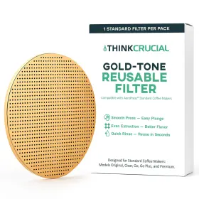Think Crucial 199284406896 Gold Reusable Disc Filter Compatible With Aeropress Standard Coffee Makers