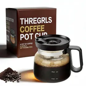 Thregrls 718653270717 16 Oz Glass Coffee Pot Mug With Spill Proof Lid Heat Resistant Clea