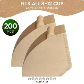 Tjs 736691773069 Cone Coffee Filters Size #4 Unbleached Brown Paper 200 Count