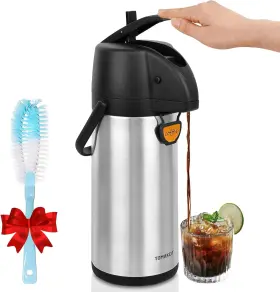 Tomakeit 649383051980 Airpot Coffee Dispenser Thermal With Pump 3l/102 Oz Insulated Stainless Steel La