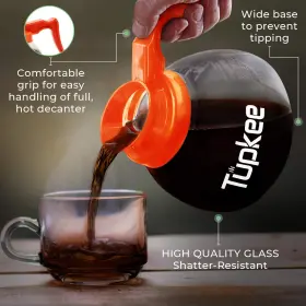 Tupkee 705353415784 64oz Commercial Coffee Pot Replacement 12-cup Decanter Orange Handle #2