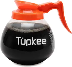 Tupkee 705353415784 64oz Commercial Coffee Pot Replacement 12-cup Decanter Orange Handle