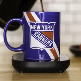 Mw1-nhl-nyr-lg1 Uncanny Brands New York Rangers Logo Mug Warmer With Keeps Your Favorite Beverag