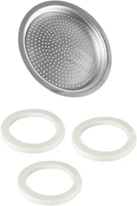 Univen 445003992908 2.5 Inch 64mm Espresso Filter And Gasket Seals Compatible With Bialetti 6