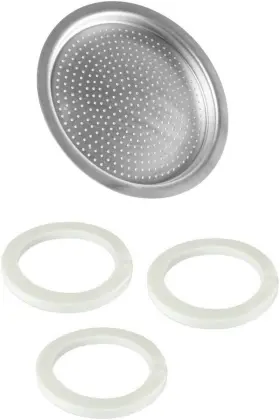 Univen 711181372755 2.25 Inch 57mm Espresso Filter And Gasket Seals Compatible With Bialetti 3