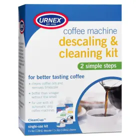 Urnex 754631705604 Coffee Maker Cleaner And Descaler Kit - 2 Single Use Bottles Professional A