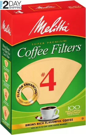 624602 Usa #4 Cone Coffee Filters Unbleached Natural Brown 100 Total Count - Pack #2