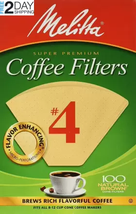 624602 Usa #4 Cone Coffee Filters Unbleached Natural Brown 100 Total Count - Pack