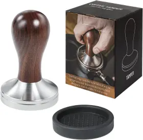 Useamie 445048513571 Coffee Tamper Espresso Press With Mat 304 Stainless Steel Flat Base Woode