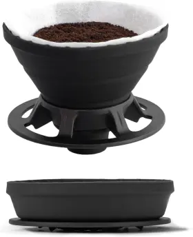 Gj03-h Vandroop Collapsible Coffee Dripper Silicone Reusable Filter Holder Black