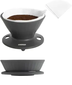 Gj06 Vandroop Collapsible Pour Over Coffee Dripper Reusable Silicone Gray