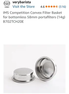 B702tch28e Verybarista Ims Competition Convex Filter Basket For Bottomless 58mm Portafilters 14g B