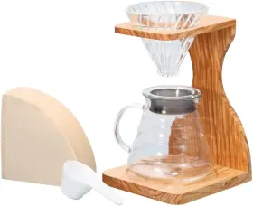 Vss-1206-ov  Olive Wood Pour Over Stand Set