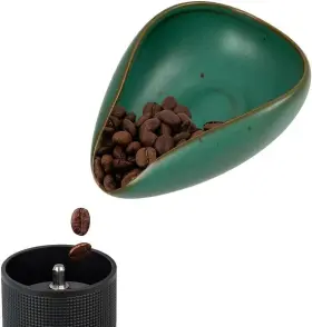 Watchget 313026672626 Ceramic Coffee Dosing Cup And Tray For Precise Measurement Dark Green