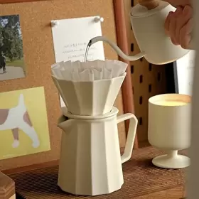 Hp2203127 Wenshuo Pour Over Coffee Maker Multi-sided Petal Design Matte Cr Me #3