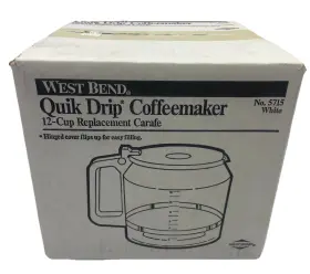 5715 West Bend New Quik Drip White 12 Cup Carafe Replacement No. Fits A Keurig