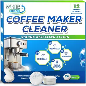 Whirl Fresh 198715112740 Coffee Machine Descaler Tablets 24 Count Maker Cleaner Comp