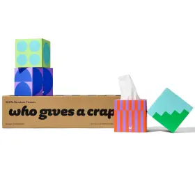 9054847 Who Gives A Crap Bamboo Tissues Facial Tissue Cube Boxes 100% 3 Ply