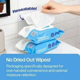 Wipemate 810154460670 Ultra Flushable Butt Wipes Soothing Vitamin E And Aloe 99% Water Unscented P #3