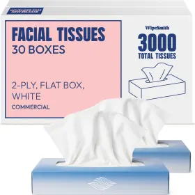 Wps-ft-fb-2p-100s-30b Wipesmith Bulk Tissues 30 Flat Boxes 100 Sheets/box 3000 Facial Total 2-ply
