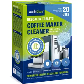 Woldoclean 718347593382 Coffee Machine Cleaner Descaler Tablets 20 Count - Universal Desc