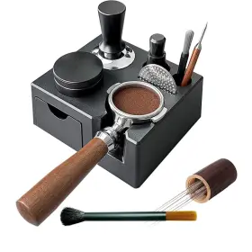Wotendy Wa0221-us Espresso Tamping Station With Drawer Coffee Tamper Holder Base For 5
