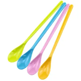 Xhziy 797424656752 Vaktok 4pcs Colorful Plastic Long Coffee 22.5cm Pink Yellow Blue Green