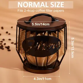 Yangbaga 313115197177 Coffee Filter Holder With Wood Lid And Metal #2