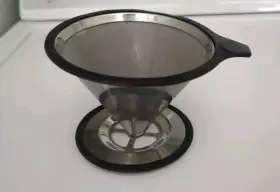 Yitelle 707989803140 Stainless Steel Pour Over Coffee Cone Dripper W Cup Stand - Paperless