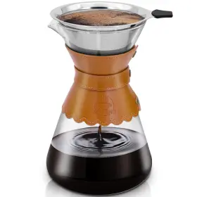 Ymmind 707091844062 34oz Pour Over Coffee Maker With Double Layer Stainless Steel Filter Borosil