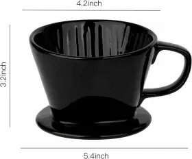 W00052 Yolife Pour Over Coffee Maker Dripper Porcelain Slow Black #2